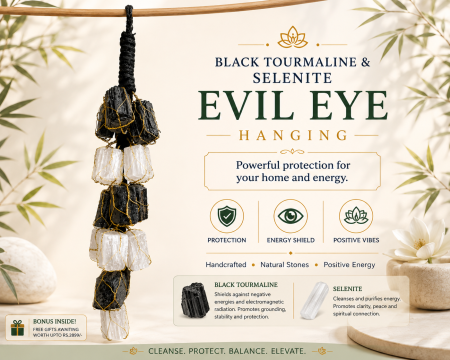 Black Tourmaline & Selenite Evil Eye Hanging