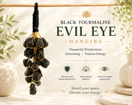 Black Tourmaline Evil Eye Hanging