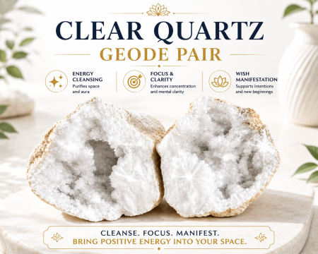 Clear Quartz Geode Pair