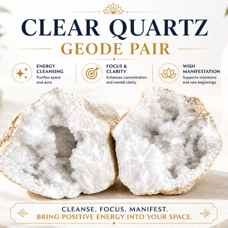 Clear Quartz Geode Pair