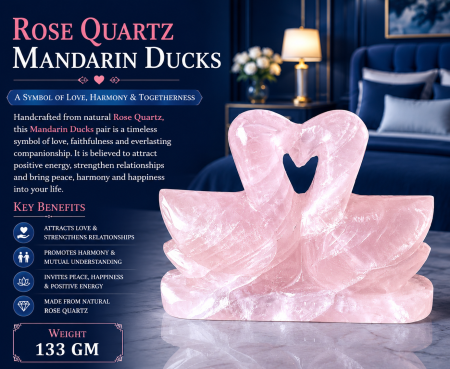 Rose Quartz Mandarin Ducks (133 GM)