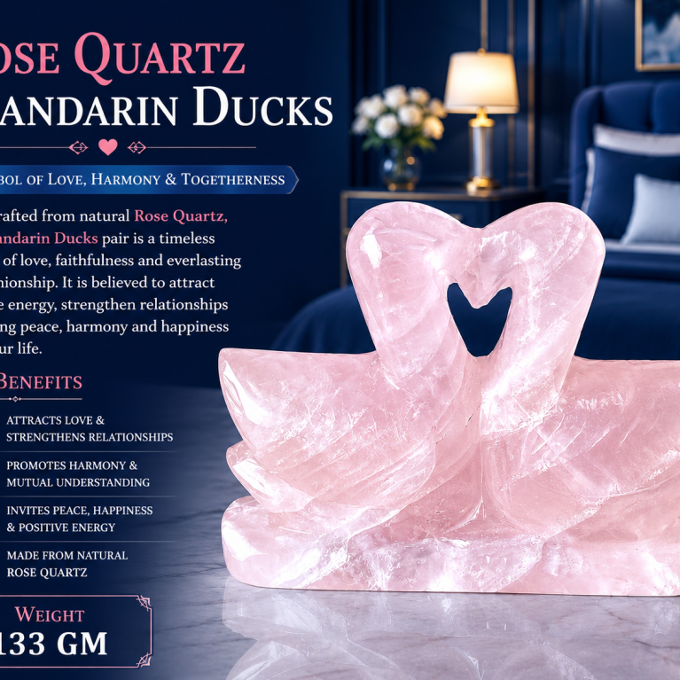 Rose Quartz Mandarin Ducks (133 GM)
