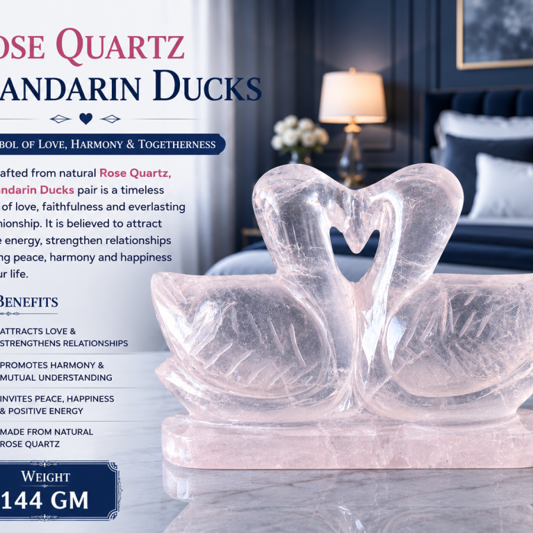 Rose Quartz Mandarin Ducks (144 GM)