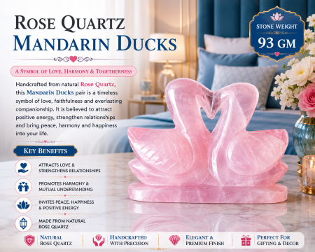Rose Quartz Mandarin Ducks Pair (93 GM)