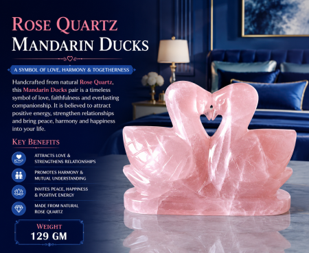 Rose Quartz Mandarin Ducks Pair (129 GM)